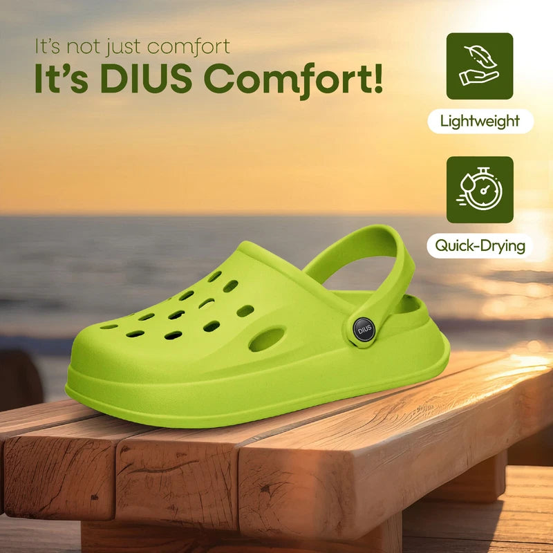 DIUS EVA Medical Clogs Unisex Green Slip On Shoes Lightweight Sandals Size 6.5