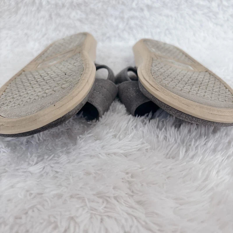 Island Slipper Suede Cross-Strap Sandals Gray 7 US/25cm Made in Hawaii