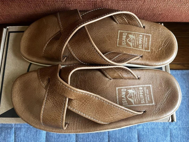 Island Slipper Cross Strap Sandals Brown US10/28cm Pre-owned No Box