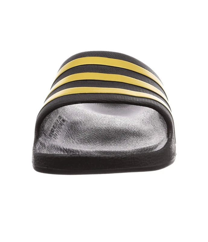 ADIDAS Adilette Aqua Sandals Mens SIZE 11 Black Gold Striped Pool Slides NIB NWT