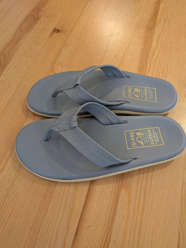 Island Slipper Leather Flip Flops Gray 26cm Mint No Box Men's Sandals
