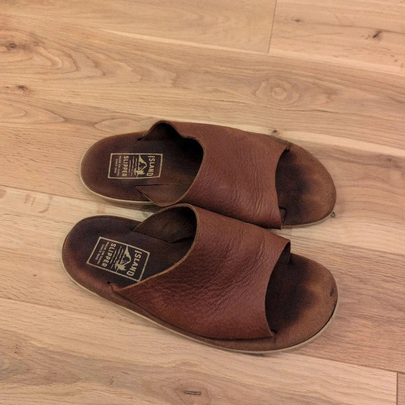 Island Slipper Brown Leather Sandals 10 US/28cm Mint with Tags