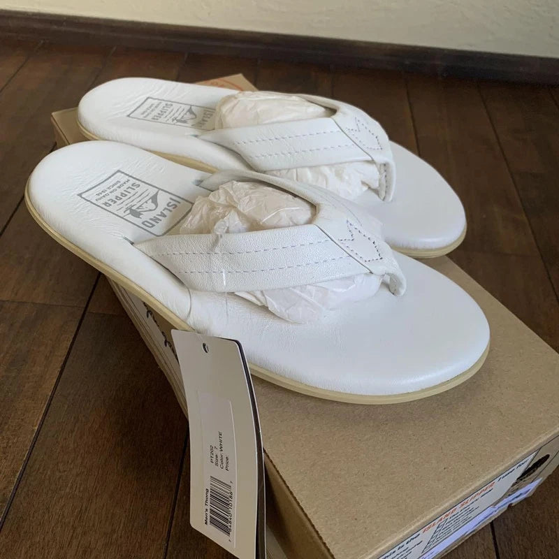 Island Slipper PT202 White Men's Slides 25cm Mint Unused Slip-ons