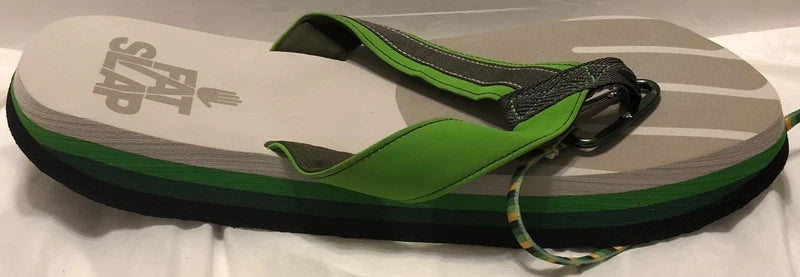 FatSlap Basil Beach Slippers Sandals Sz 11 US w/Carry Bag Green Gray Swedish
