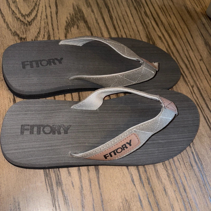 FITORY Men's Flip-Flops, Thongs Sandals Comfort Slippers for Beach 11, Grey