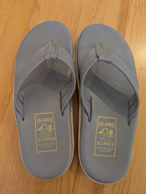 Island Slipper Leather Flip Flops Gray 26cm Mint No Box Men's Sandals
