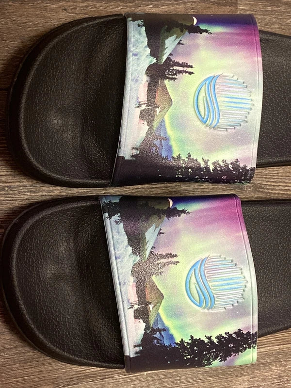 Chena Hot Springs Sandals Slides  Flip Flops Cabin Slippers Northern Lights 15