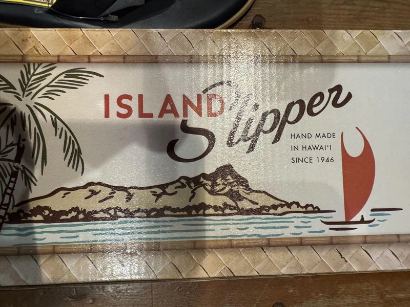 Island Slipper Navy Leather Sandals 26cm Hawaii Made Mint Unisex