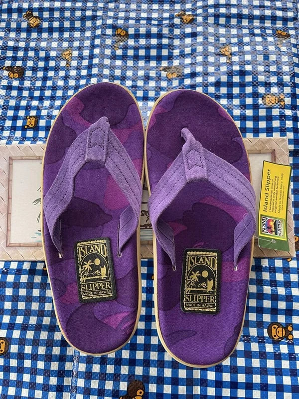Island Slipper Men's Sandals Purple Camo US9 (27cm) Mint Unused