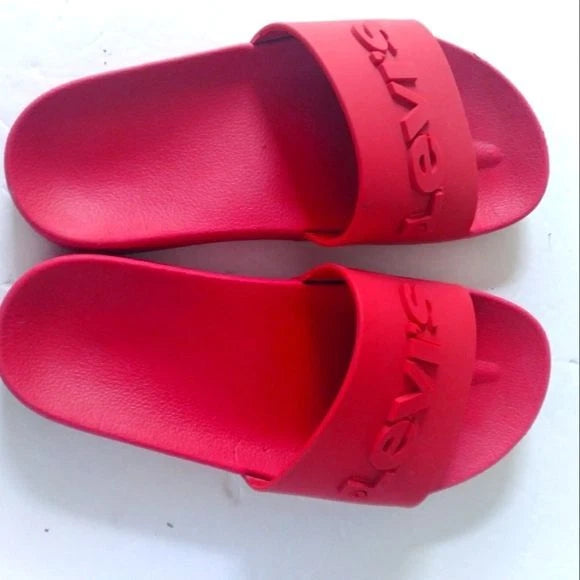 Levi's Red Pool Slides Sandals Summer Beach Casual Slip-On Slippers