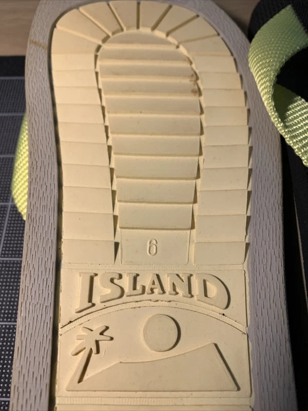 Island Slipper Hawaii Vintage Size 6 Men’s 7 1/2 Women’s Black Neon