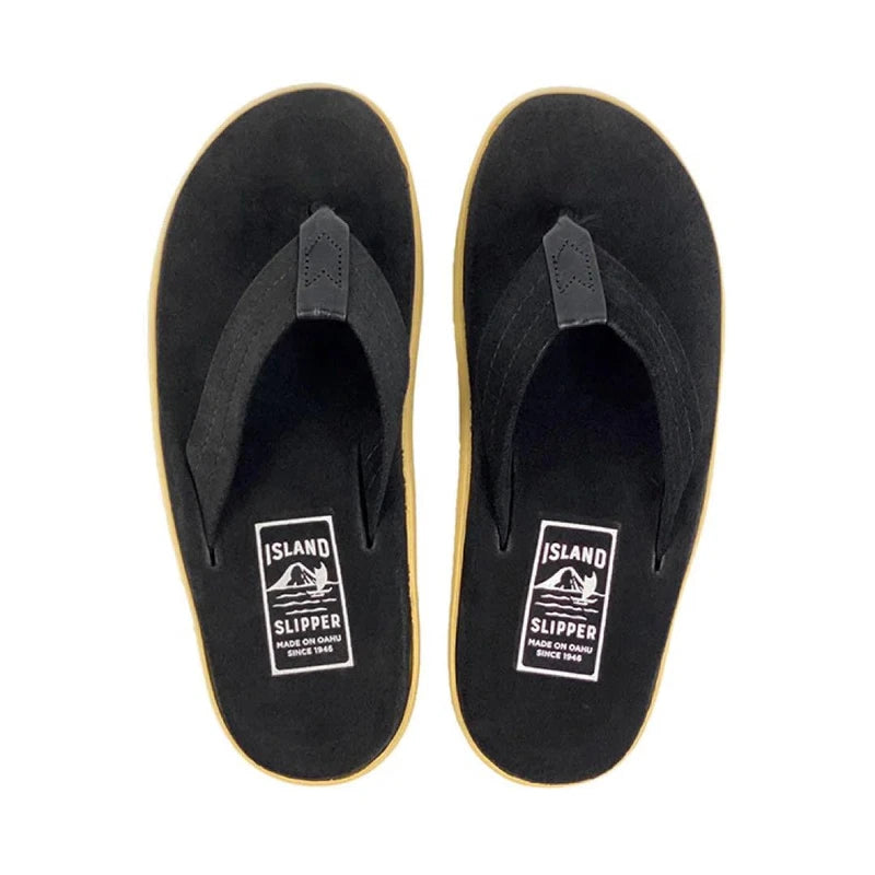 Island Slipper Men’s Black Suede Sandals 27cm Made in Hawaii Mint