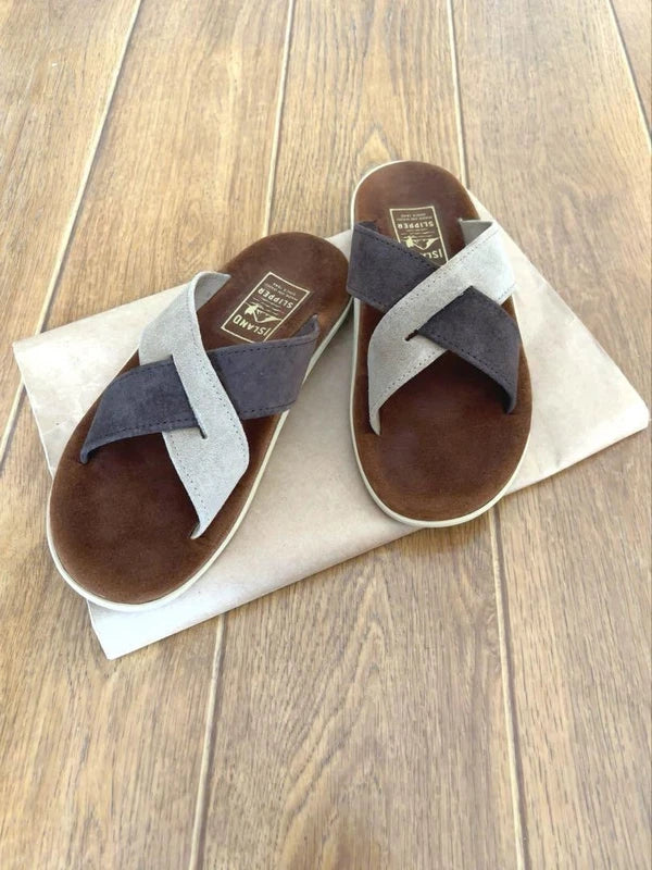 Island Slipper Suede Cross-Strap Sandals Hawaii Limited 27cm