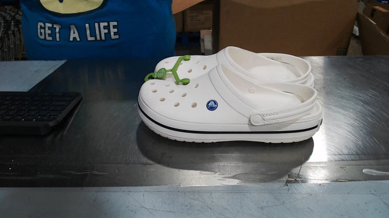 LikeNew_Crocs Men's and Women's Crocband Clog, White, 12_White_12 Women/10 Men