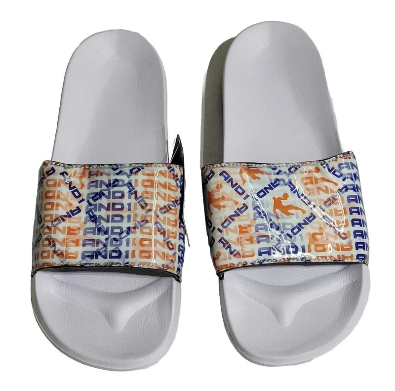 AND 1 Men's Size 12 White Sandals Slip-on Crossover Slides Slippers New