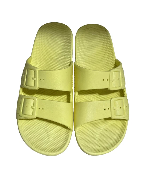 Freedom Moses Two Band Slide Yellow Women’s Unisex Casual Sandals Slippers