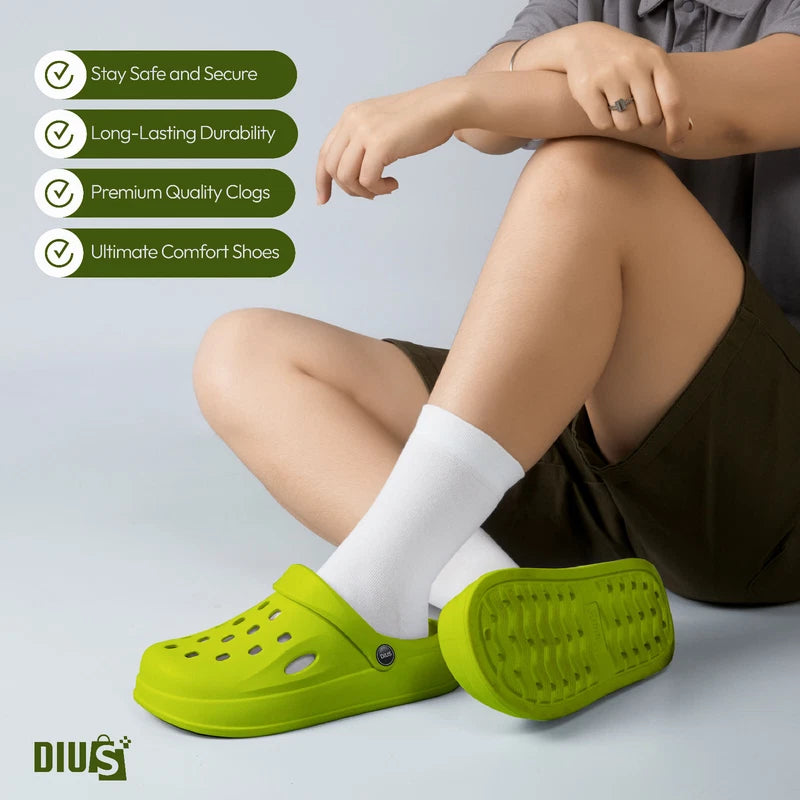 DIUS EVA Medical Clogs Unisex Green Slip On Shoes Lightweight Sandals Size 6.5