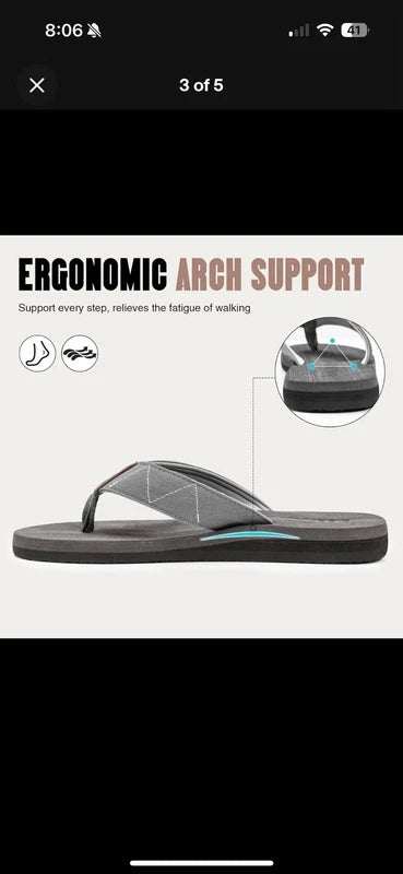 FITORY Men's Flip-Flops, Thongs Sandals Comfort Slippers for Beach 11, Grey