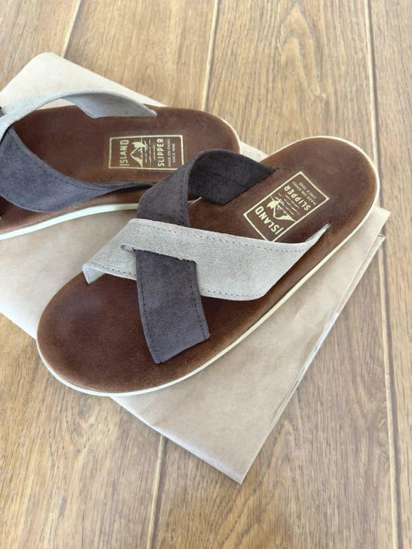 Island Slipper Suede Cross-Strap Sandals Hawaii Limited 27cm