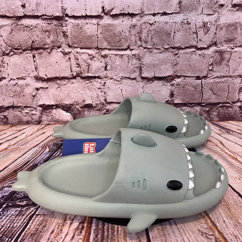 Crayon Friends Seafoam Green Late Time Shark Slides Sandals Size 42-43