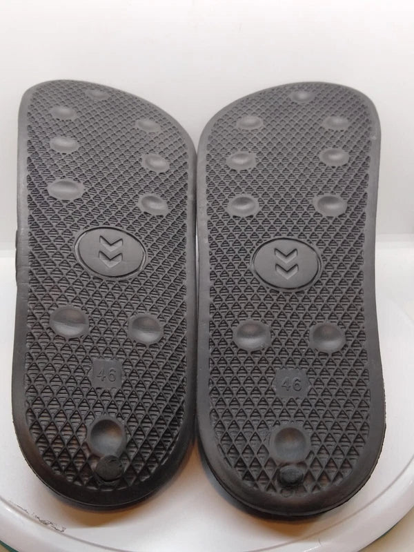 HUMMEL LARSEN ~ Slides Sz 46 - Men 12 Women 13.5 ~ Black/White Sport Sandals