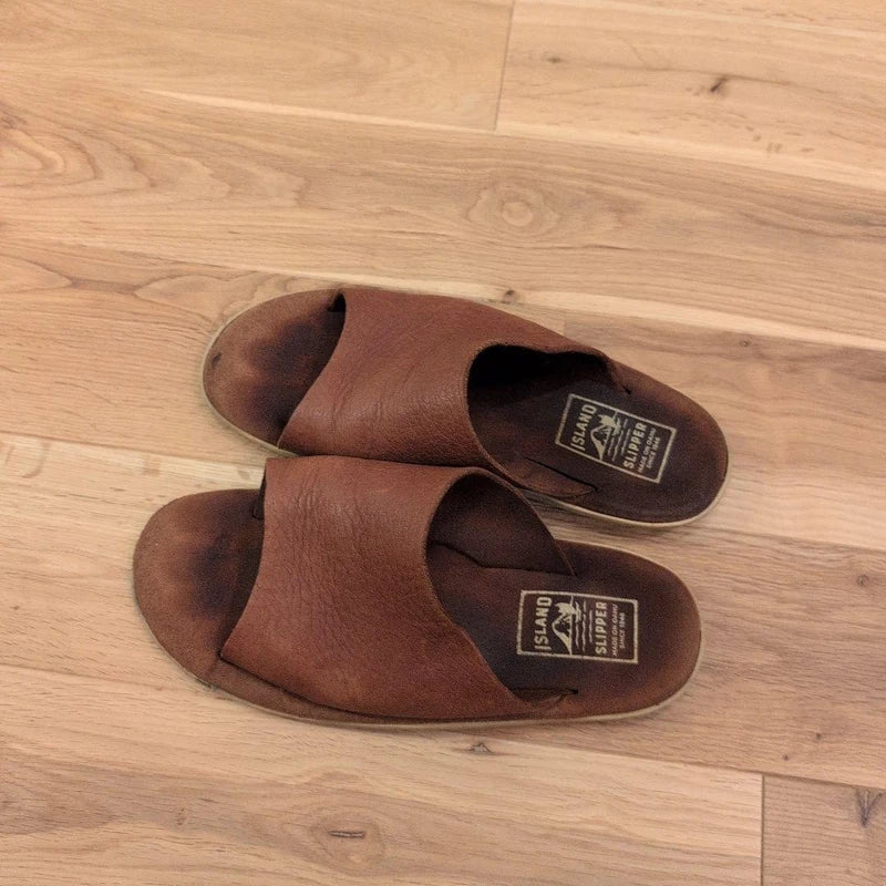 Island Slipper Brown Leather Sandals 10 US/28cm Mint with Tags