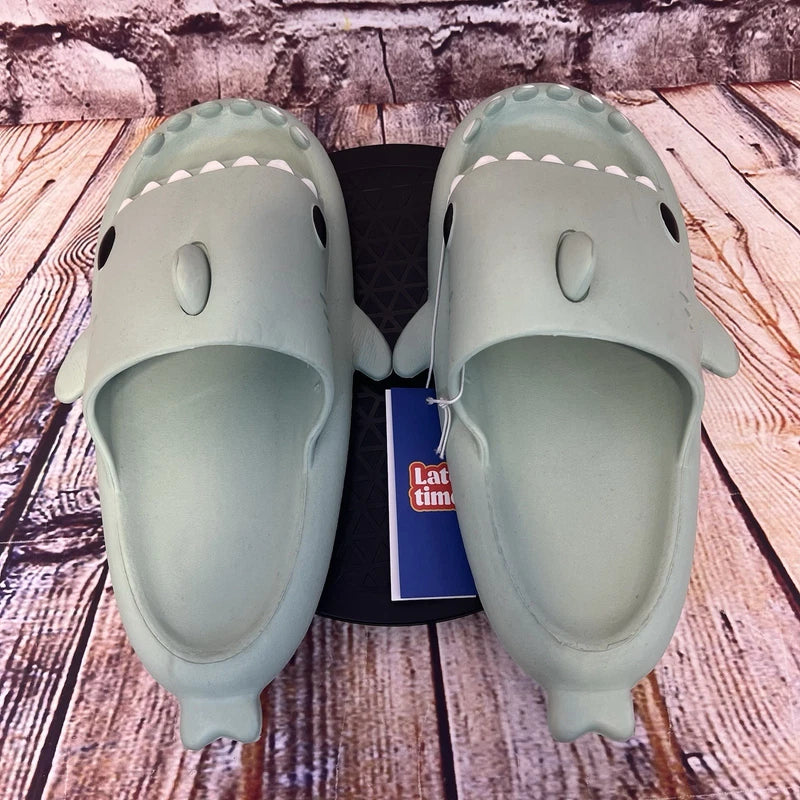 Crayon Friends Seafoam Green Late Time Shark Slides Sandals Size 42-43