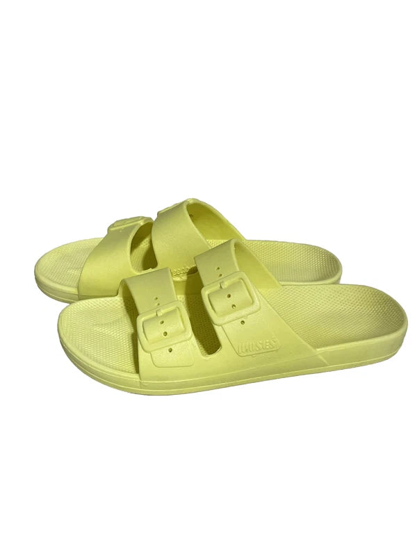 Freedom Moses Two Band Slide Yellow Women’s Unisex Casual Sandals Slippers