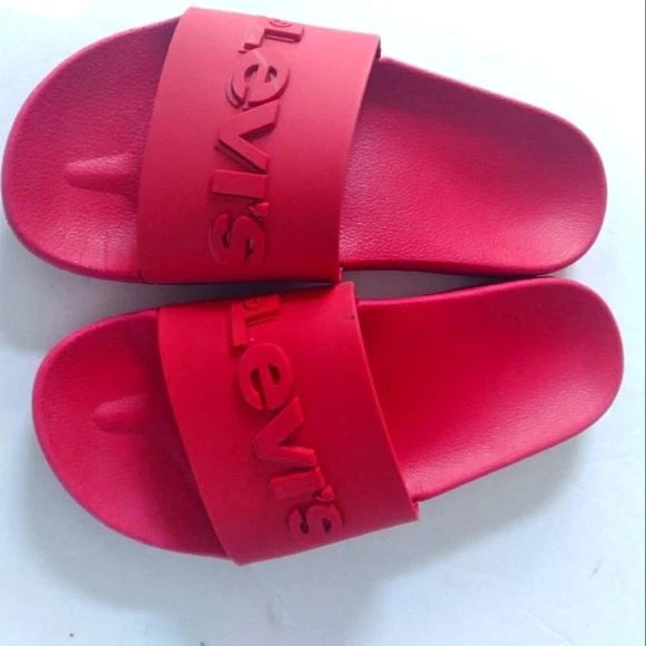 Levi's Red Pool Slides Sandals Summer Beach Casual Slip-On Slippers