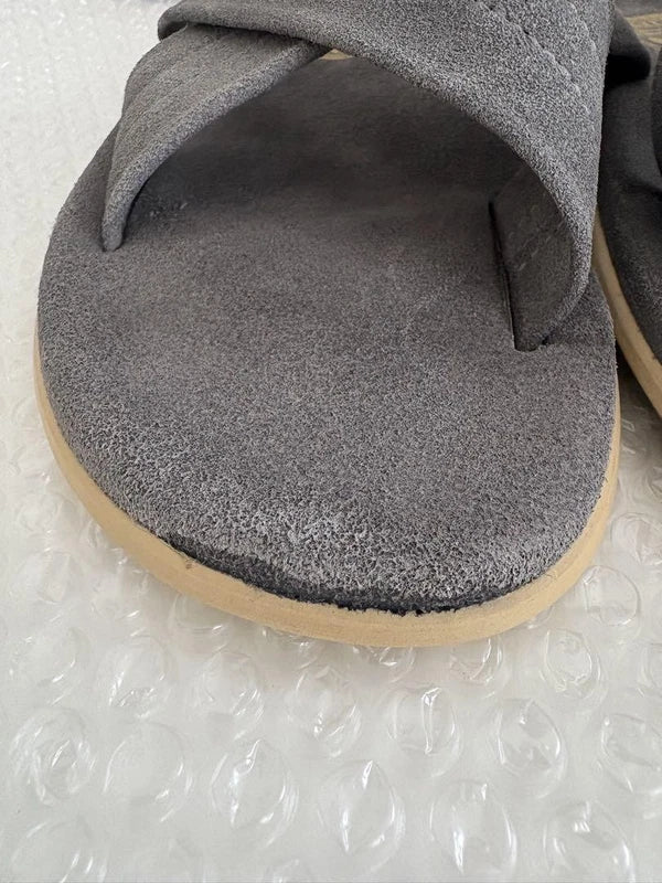 Island Slipper Suede Cross-Strap Sandals Gray 7 US/25cm Made in Hawaii