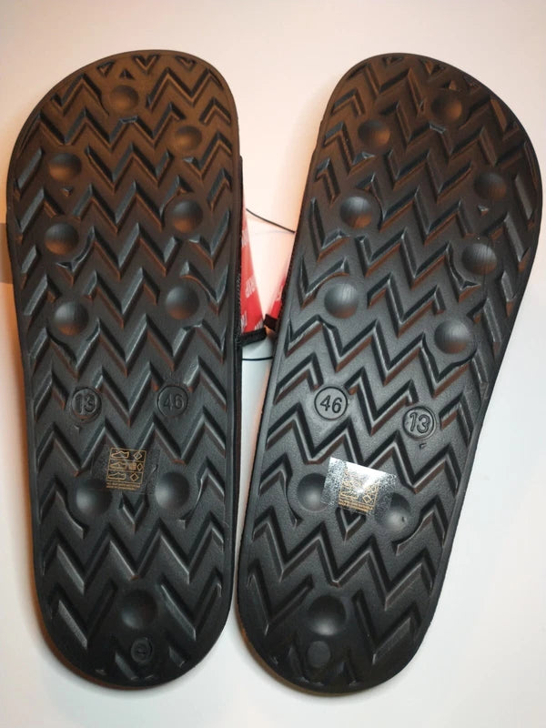 Hustle Bear Slides Sandals Slippers Men's Size 13 Black & Red Drip Fashion NWT