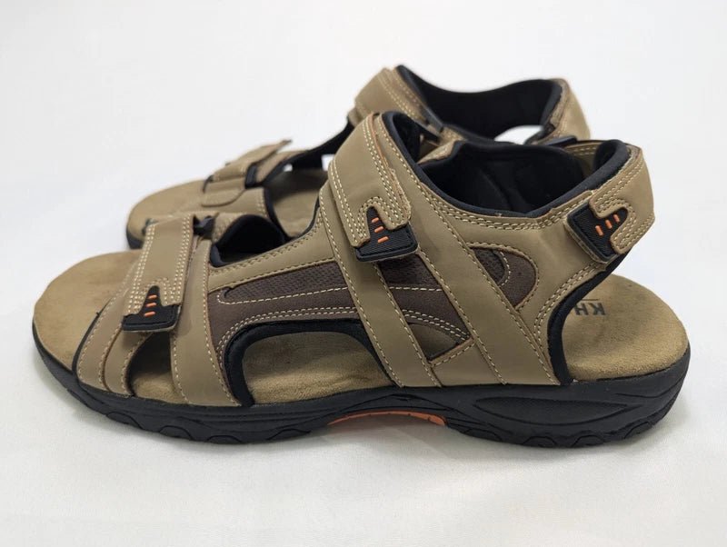 Khombu Men's 12 M Comfort Adjustable Hook & Loop Strap Sandal Tan Noah Beach