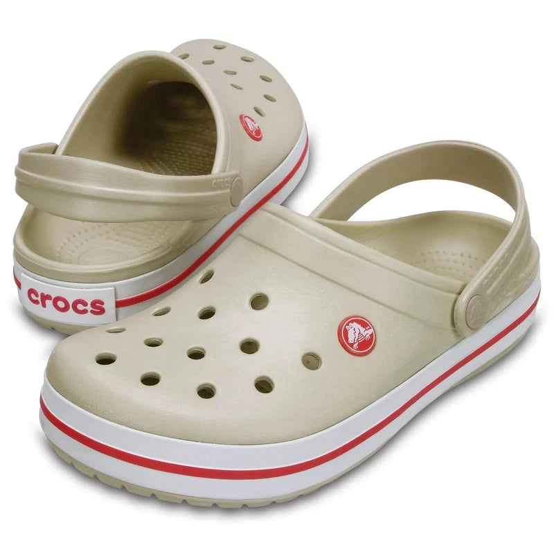 Crocs Unisex-Adult Crocband Clog, Stucco/Melon, 12 Women/10 Men