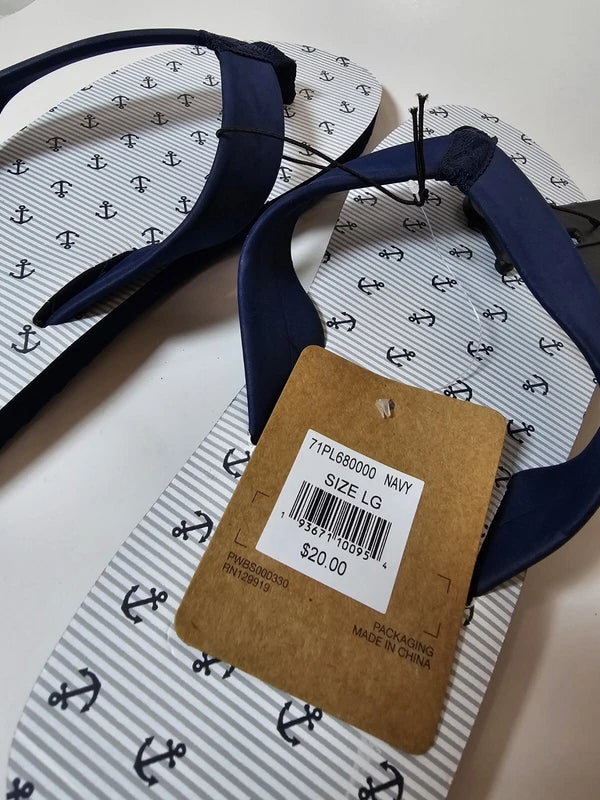 Anchor Beach and Walking Flip-Flops  Navy Blue Size L