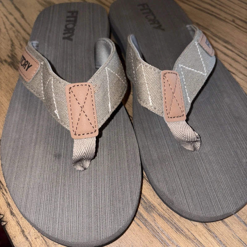 FITORY Men's Flip-Flops, Thongs Sandals Comfort Slippers for Beach 11, Grey