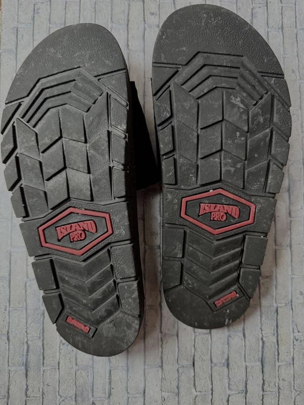 Island Slipper Men's Black Suede Sandals 26cm/US8 UK7 Pre-Owned Excellent