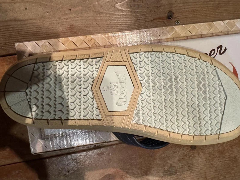 Island Slipper Navy Leather Sandals 26cm Hawaii Made Mint Unisex