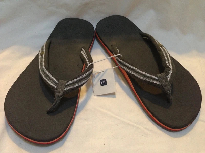 GAP men Beach Home slippers flip flops medium Size 11 rubber textile grey Brown