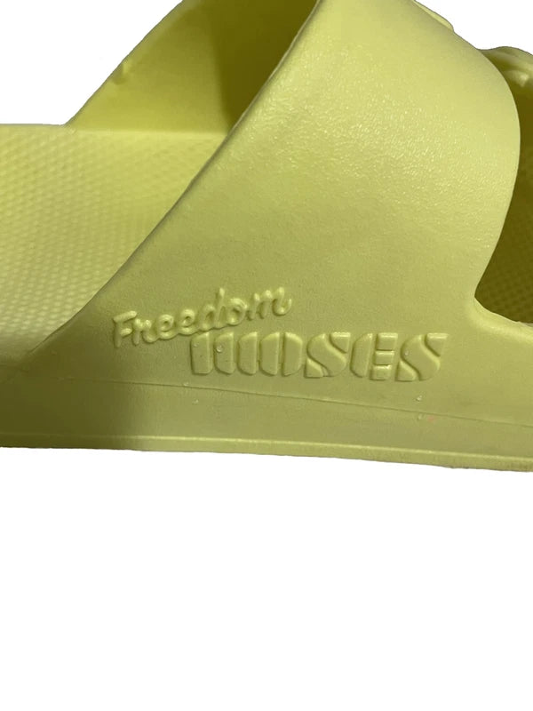 Freedom Moses Two Band Slide Yellow Women’s Unisex Casual Sandals Slippers
