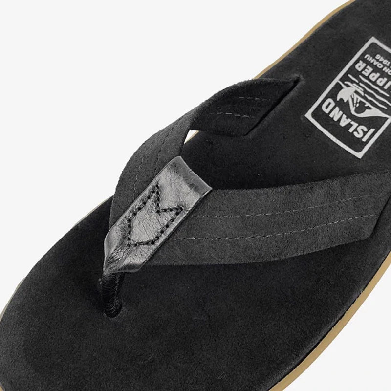 Island Slipper Men’s Black Suede Sandals 27cm Made in Hawaii Mint