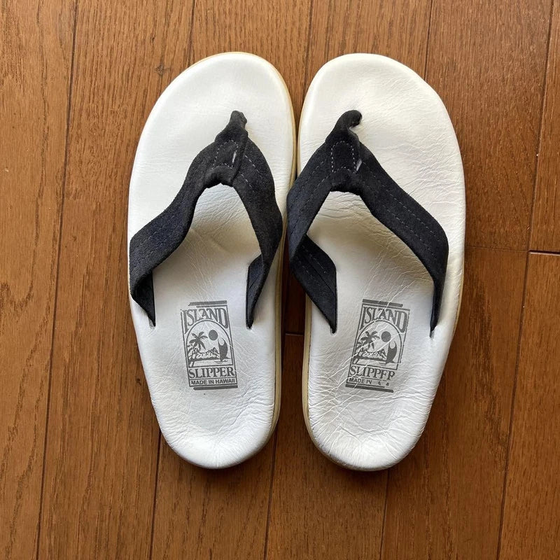 Island Slipper Island Pro 6 Sandals White/Navy Size 7 Pre-Owned Hawaii
