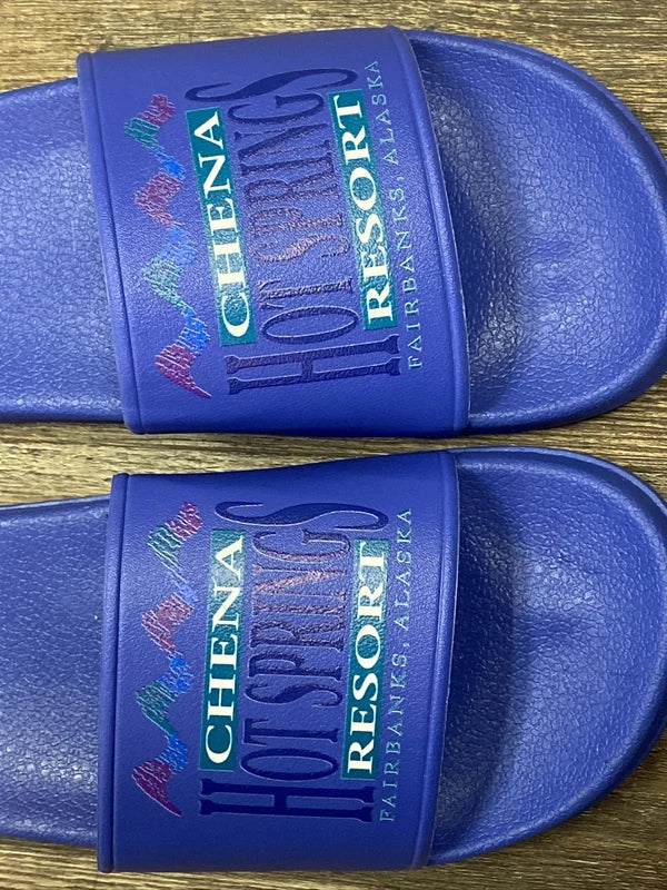 Chena Hot Springs Alaska Sandals Slides Flip Flops  Slippers Northern Lights 7