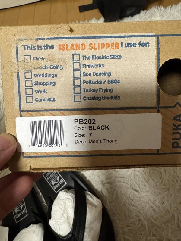 Island Slipper Leather Sandals Men’s 7 US/6 UK Black Mint Made in Hawaii