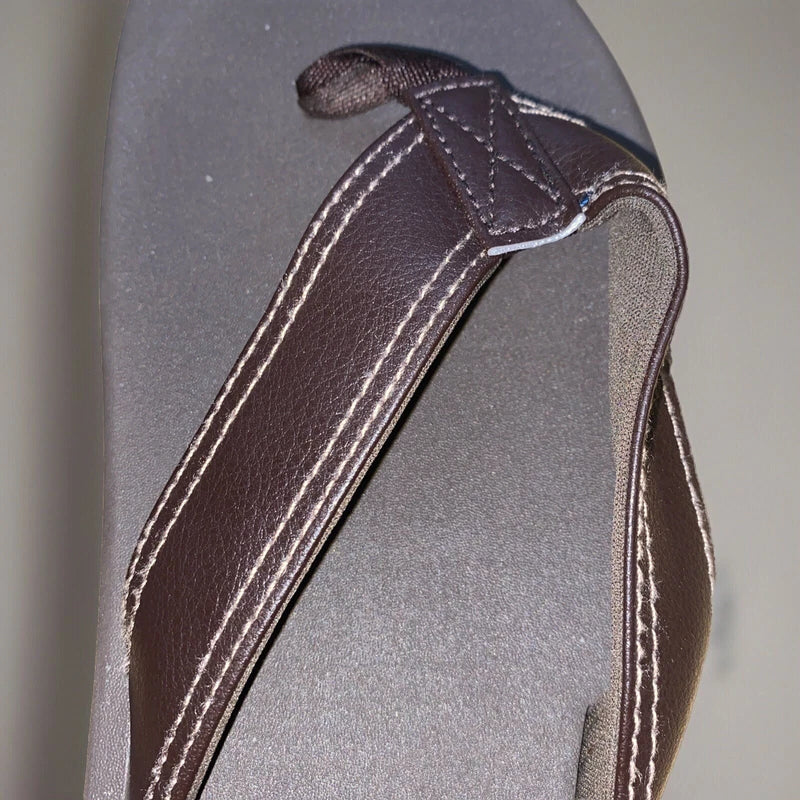 ADAX Mens Comfortable Leather Flip Flops,Non-Slip Sport Cushion Beach Slippers
