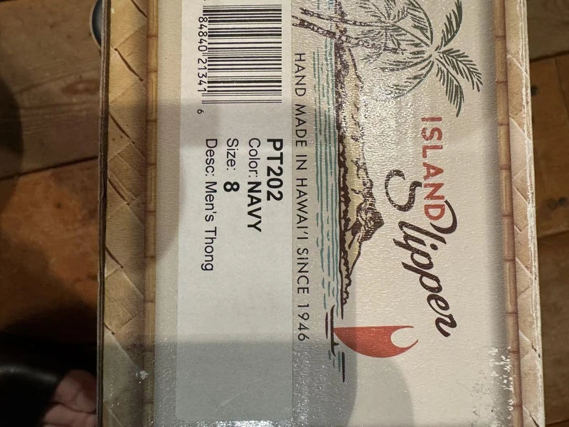 Island Slipper Navy Leather Sandals 26cm Hawaii Made Mint Unisex