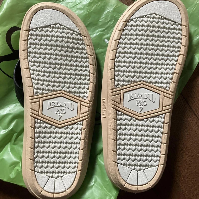 Island Slipper Leather Sandals Black 25cm Hawaii Flat Slip-On Shoes