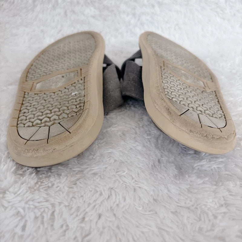 Island Slipper Suede Cross-Strap Sandals Gray 7 US/25cm Made in Hawaii