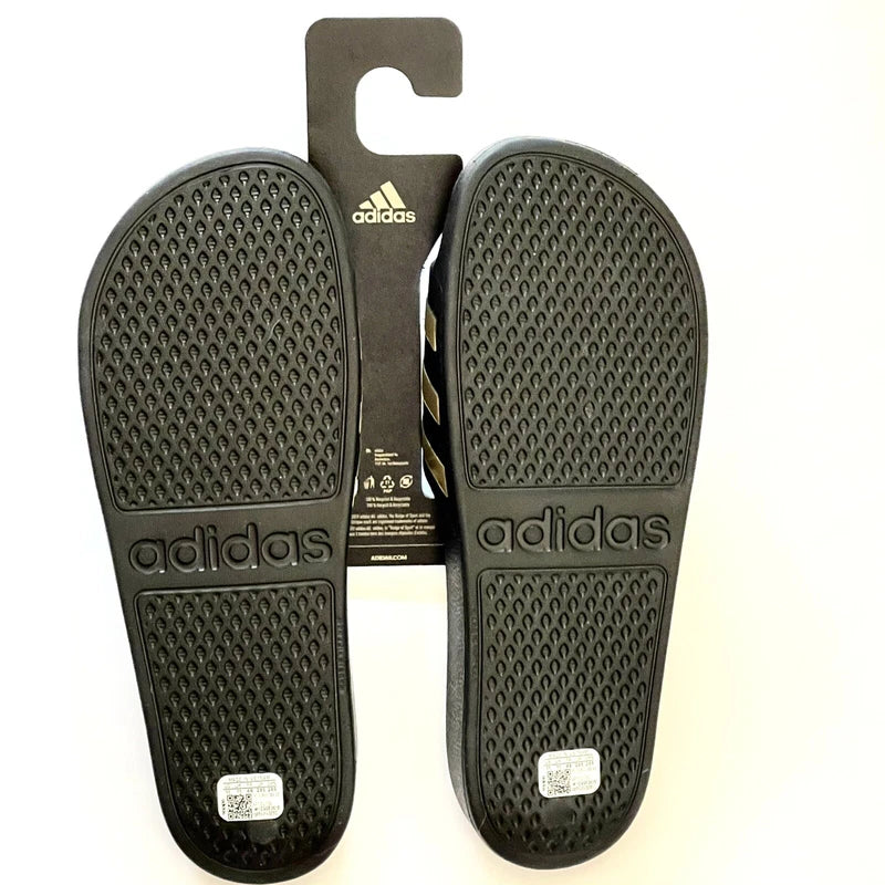ADIDAS Adilette Aqua Sandals Mens SIZE 11 Black Gold Striped Pool Slides NIB NWT
