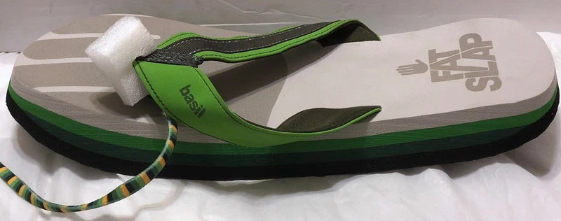 FatSlap Basil Beach Slippers Sandals Sz 11 US w/Carry Bag Green Gray Swedish