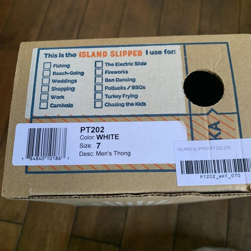 Island Slipper PT202 White Men's Slides 25cm Mint Unused Slip-ons